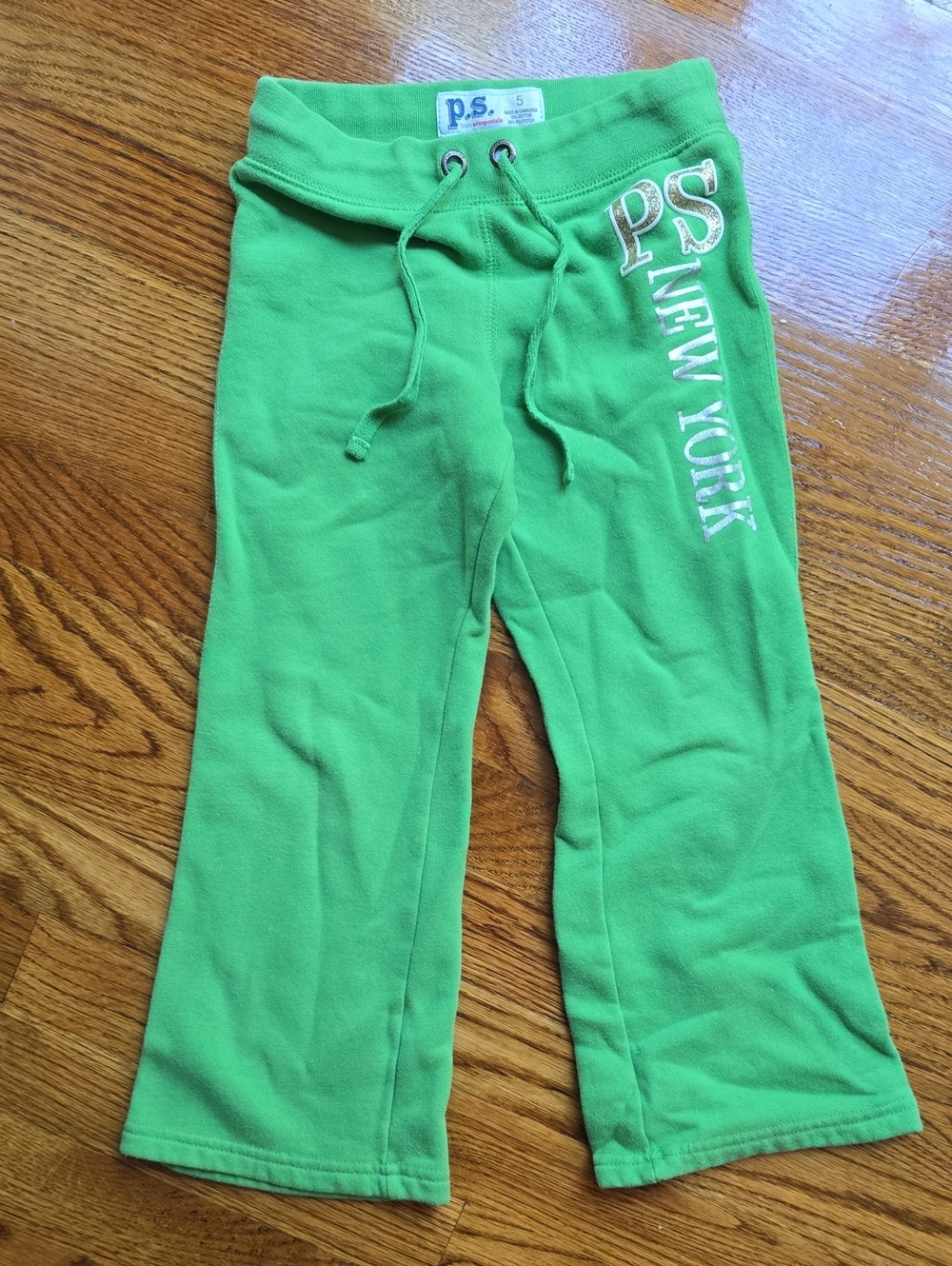Aeropostale Girls' Bright Green Sweatpants with PS New York Vintage